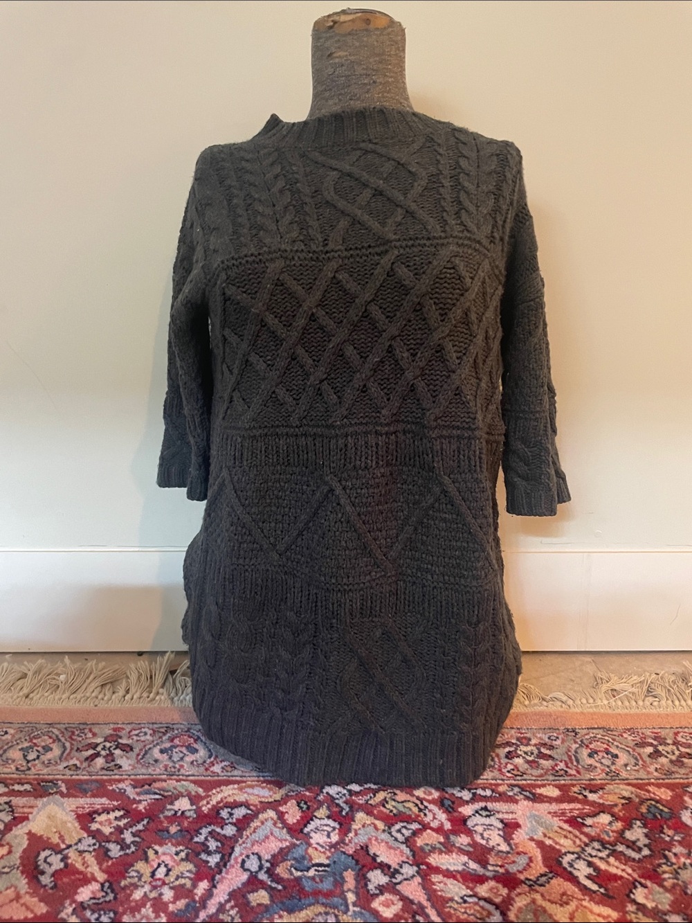 Forever 21 Dark Gray Cable Knit Crewneck Sweater Dress